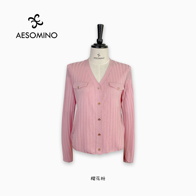 春夏秋三季可穿秋V领开衫樱花粉Y530C2021