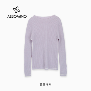 【新品】nqt春秋圆领坑条撞色毛衫文墨傲黑Y397CT002