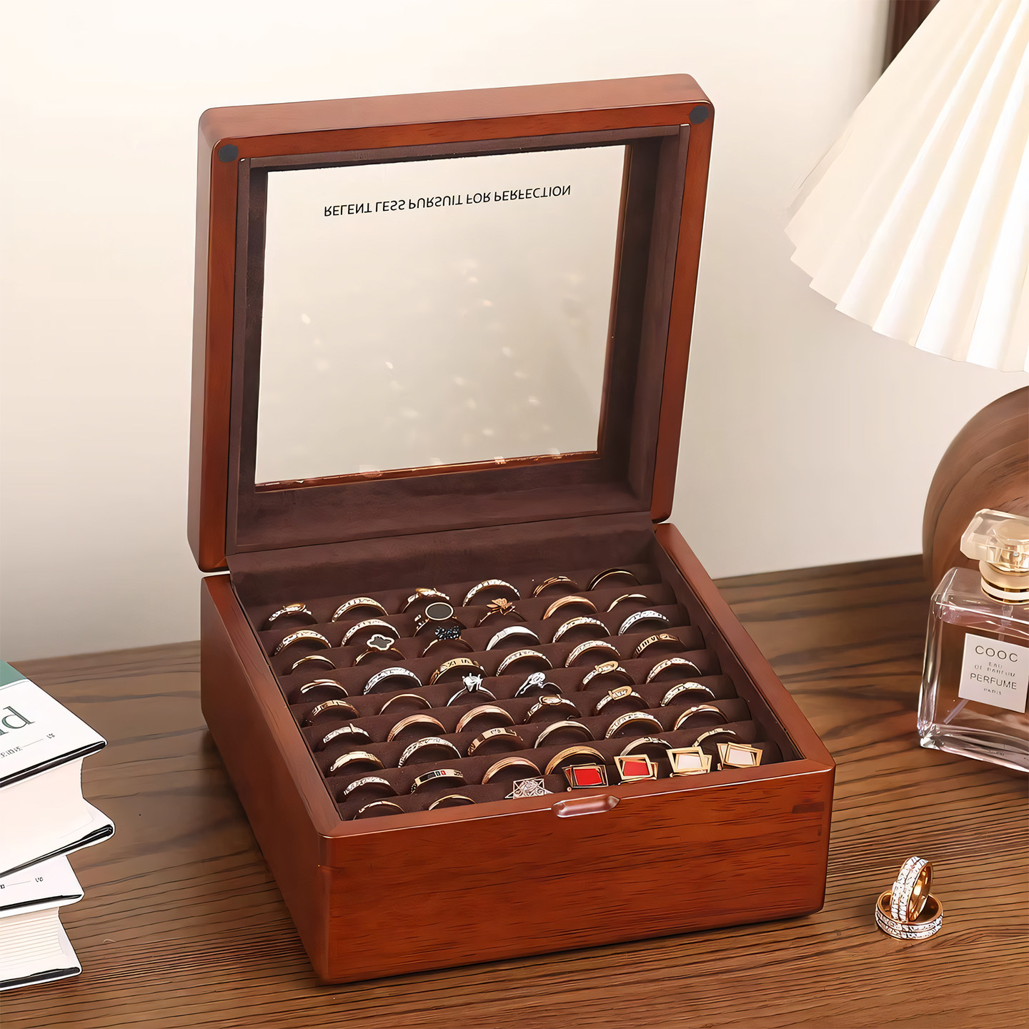 俪丽新中式实木戒指盒复古新款首饰盒收纳盒木质耳钉盒袖扣盒天窗,收纳整理,首饰盒,淘宝优惠券,粉丝福利购,淘宝优惠卷