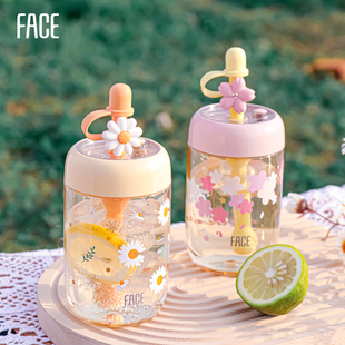 face吸管杯女生高颜值孕妇ppsu水杯便携双饮咖啡学生儿童夏季杯子
