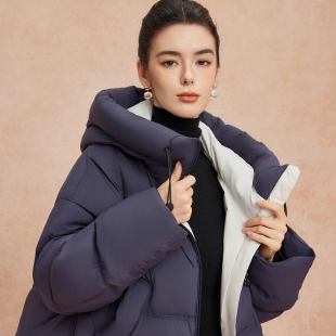 休闲面包服宽松加厚90绒时尚 连帽短款 减龄羽绒服 冬季 斯尔丽25新款