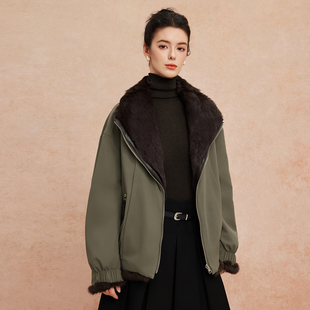 斯尔丽派克服兔毛双面双穿多种穿搭时尚 减龄宽松适合小个子皮草