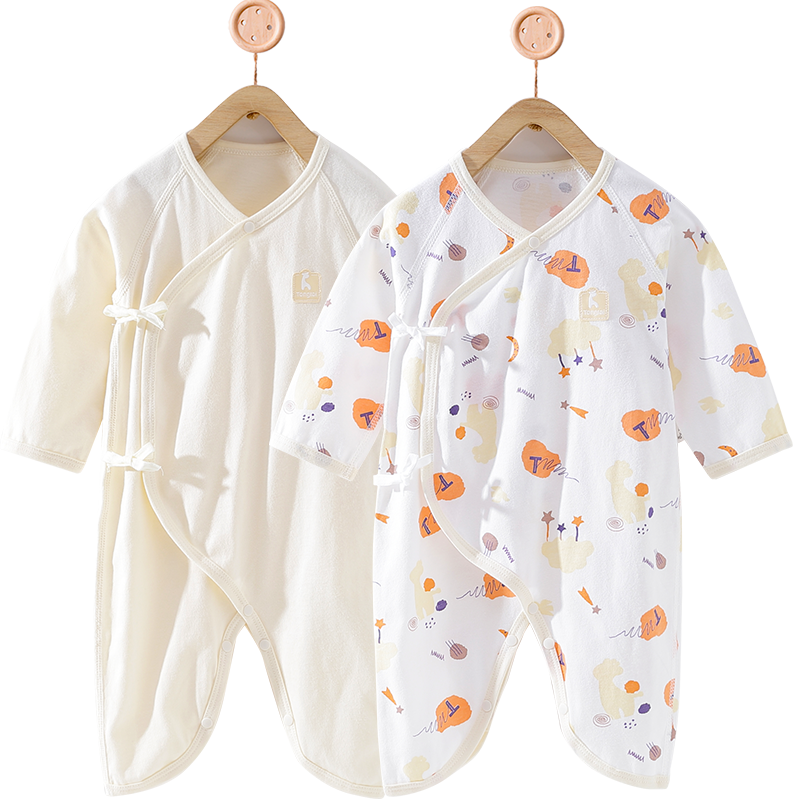 童泰新款夏季纯棉2件套连体衣0-3个月蝴蝶衣爬服哈衣新生宝宝