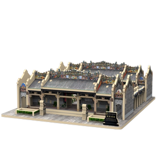 迪爱歪岭南祠堂建筑潮汕四点金榫卯木制立体拼装模型广府民居拼图