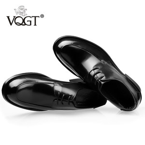 VQGT秋冬头层牛皮欧版商务正装大头皮鞋圆头英伦手工男鞋真皮厚底