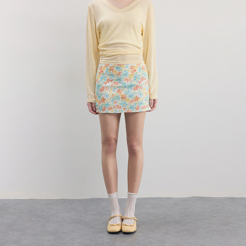 BZXO小众设计碎花半身裙女夏季2026新款高腰显瘦短款a字裙包臀裙