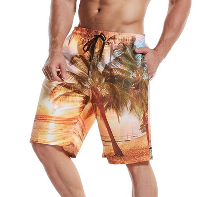 2025 summer men's beach pants printed sports shorts