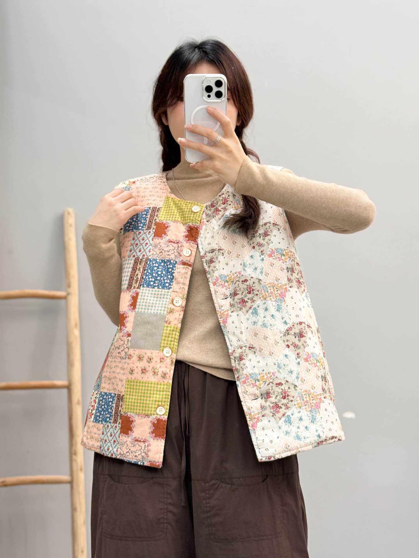 森系复古拼接民族风2025秋冬季新款宽松休闲薄棉无袖文艺减龄马甲