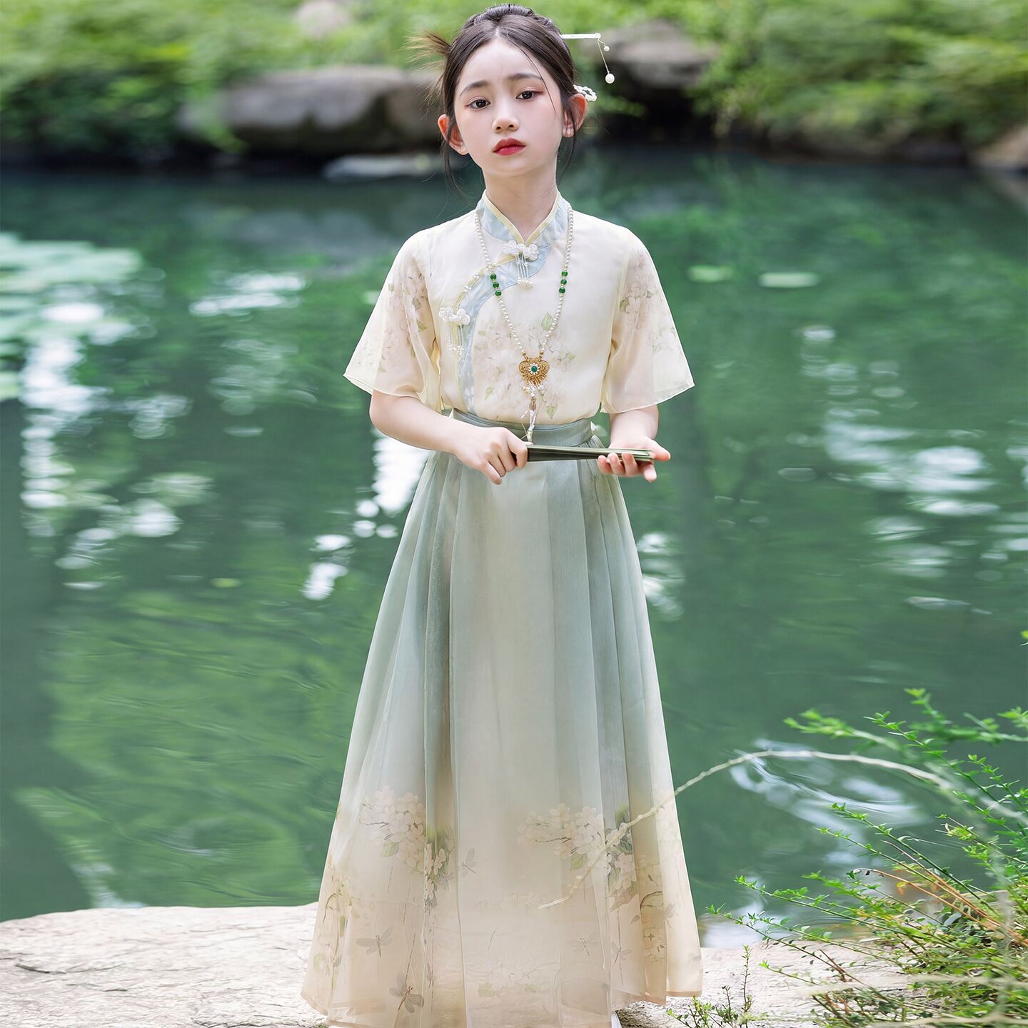 马面裙女童套装夏季2026新款女孩国风古装新中式唐装儿童汉服夏装