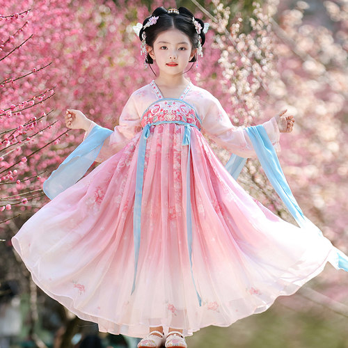 汉服女童连衣裙秋装2026新款中国风古装儿童古风唐装女孩襦裙夏季