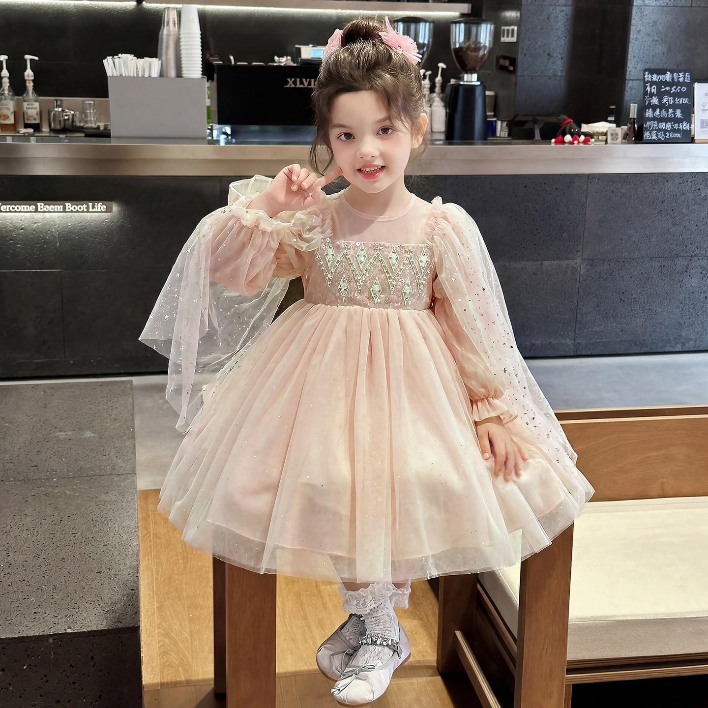 冰雪爱莎公主裙女童艾莎春装儿童服装生日新款艾沙春秋长袖连衣裙