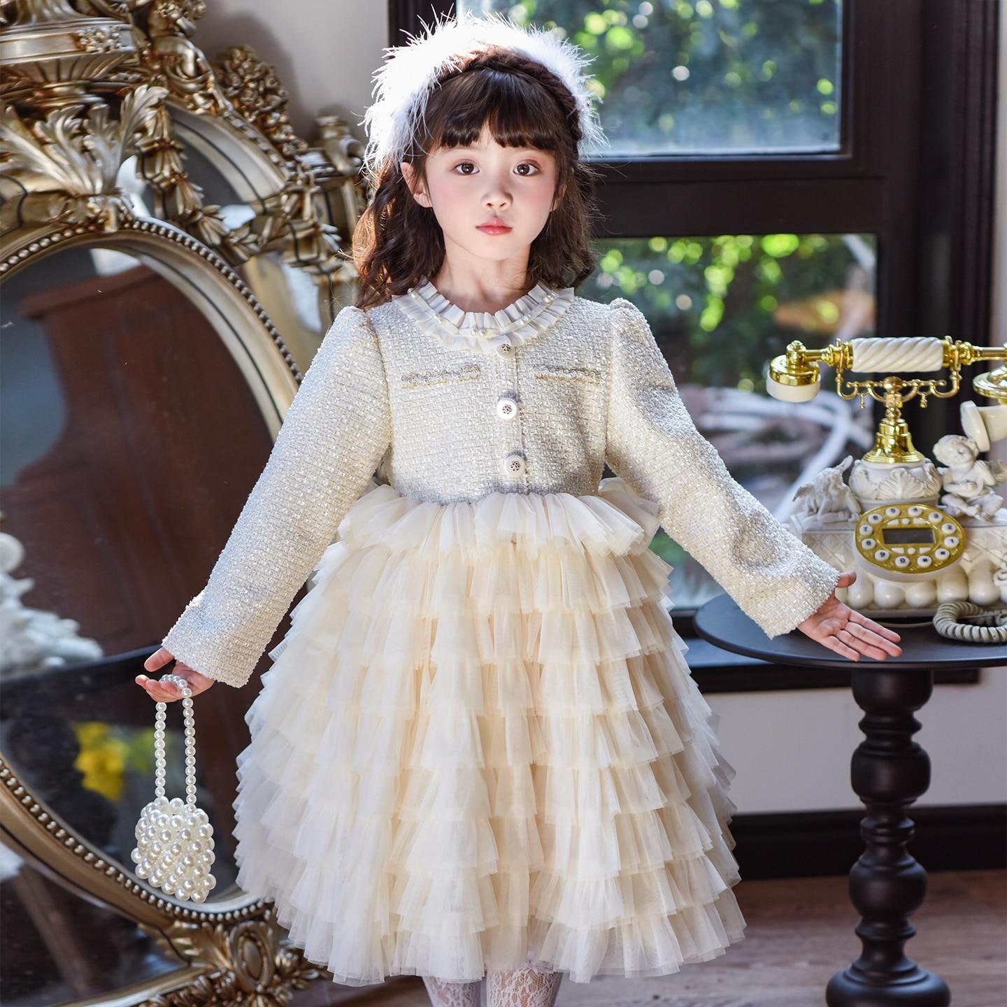 女童小香风连衣裙春装2026新款儿童春季洋气长袖小女孩公主裙子