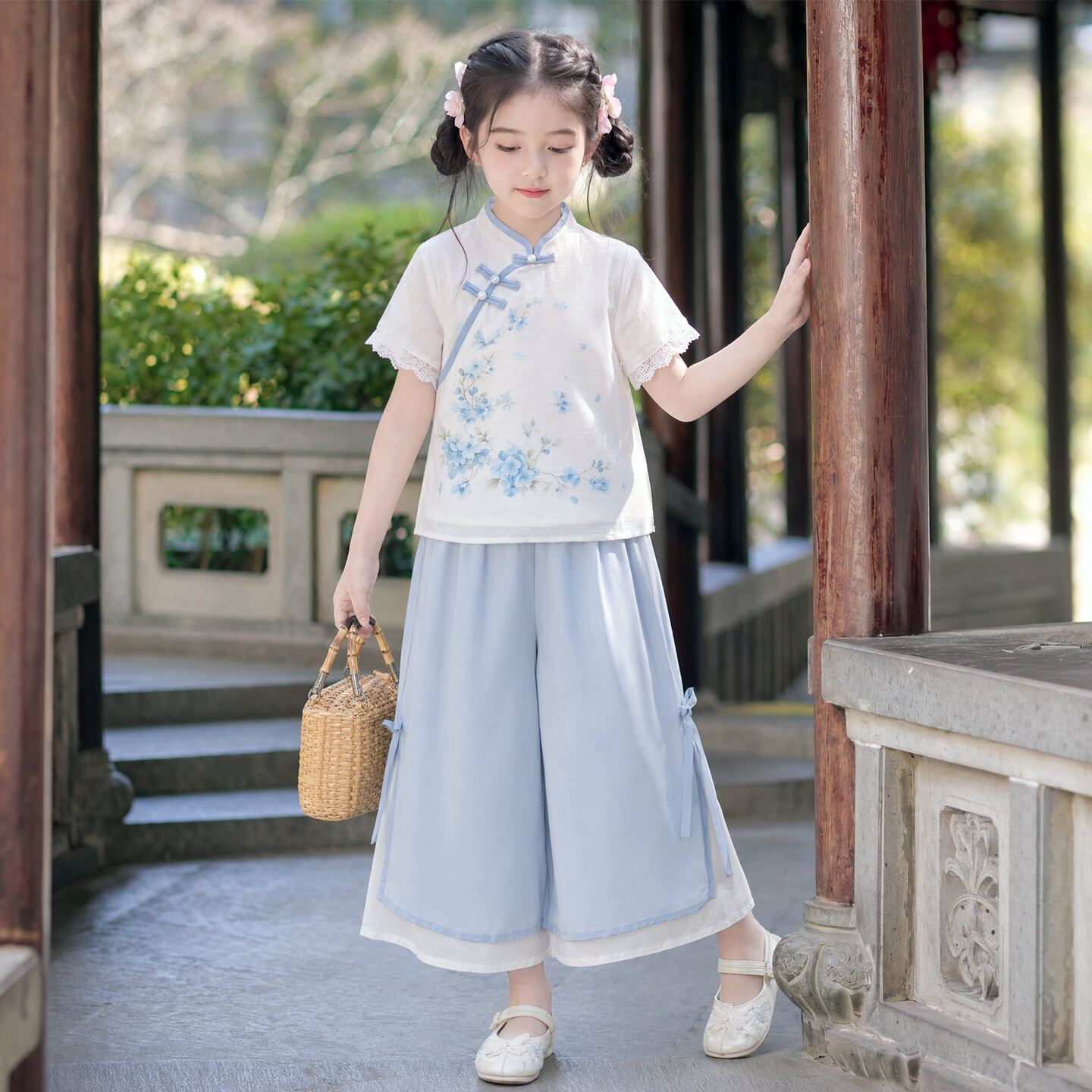 汉服女童夏季2026新款儿童新中式国风套装女孩日常可穿古风两件套图片