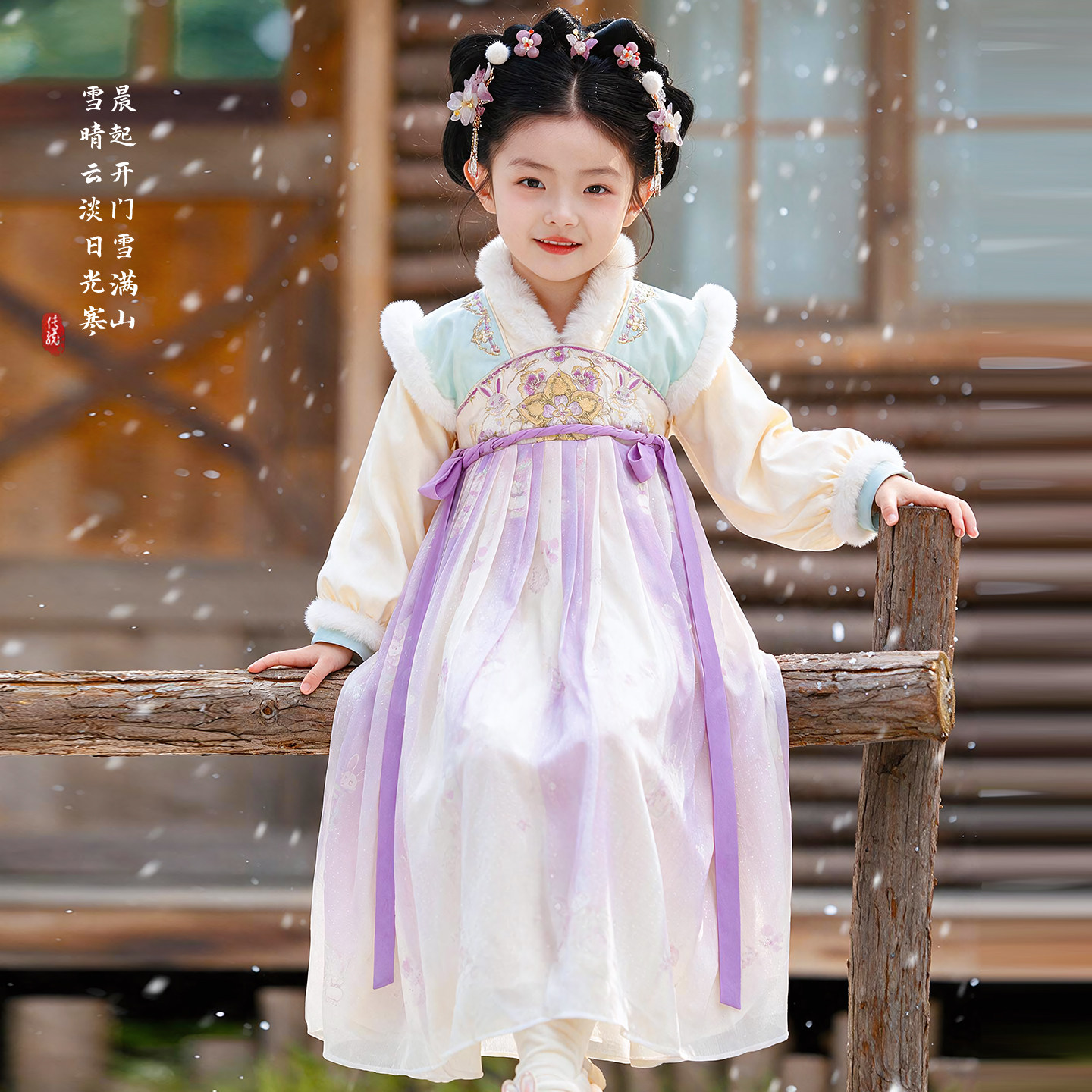 汉服女童冬款加绒国风裙子2026新款儿童秋冬季古装加厚新年拜年服
