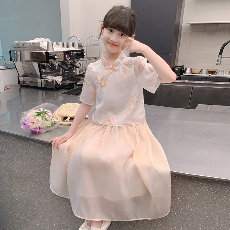 女童连衣裙夏装2025新款女孩夏季中式国风汉服裙子儿童公主裙套装