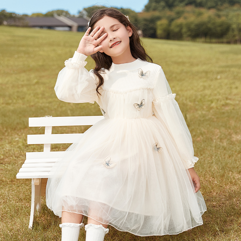 女童毛衣裙子春秋2023秋装新款针织连衣裙儿童公主裙洋气童装秋冬