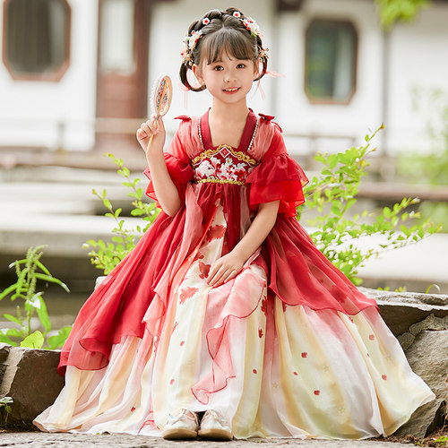 汉服连衣裙短袖国风女童夏季