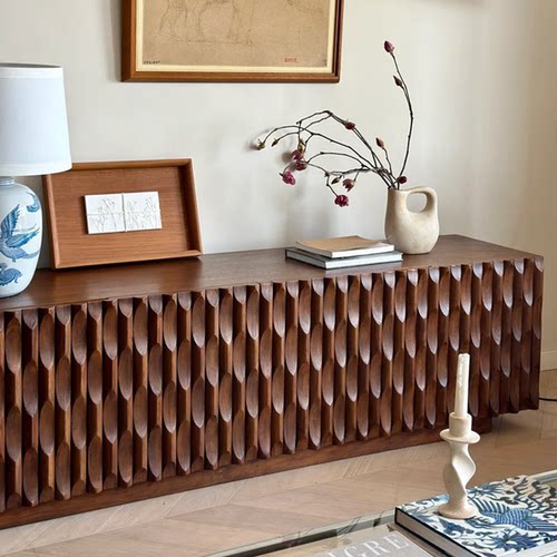 中古实木电视柜复古风法式客厅