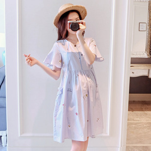孕妇连衣裙2026夏季韩版中长款宽松洋气时尚减龄大码孕妇裙