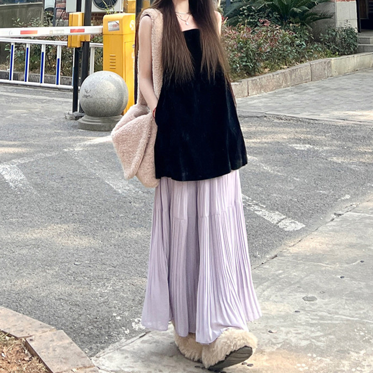 孕妇装半身裙春夏新款温柔风压褶可调节无托腹时尚雪纺设计仙女裙