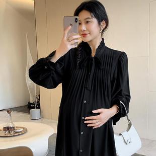 百搭中长款 孕妇装 裙新中式 立领衬衫 孕妇裙 春夏雪纺连衣裙时尚