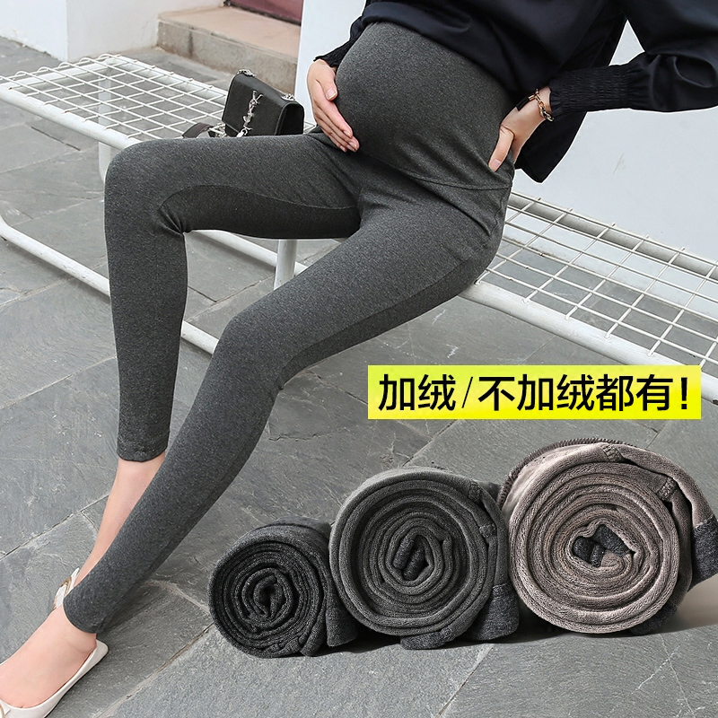 孕妇裤子冬季2017打底裤春秋薄绒款2018新款春季潮妈外穿 3-9个月