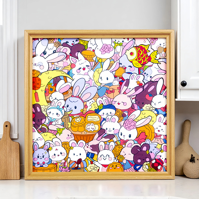 小兔子木制diy手绘涂色拼图