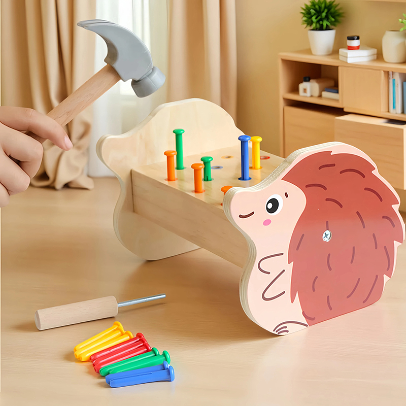 儿童蒙氏敲钉子教具木质玩具