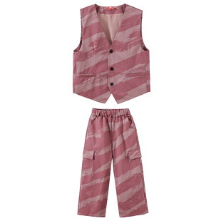 儿童嘻哈街舞潮服女童爵士舞t台走秀表演服男童hiphop架子鼓套装