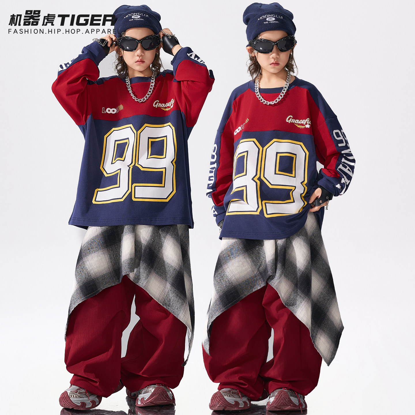 儿童街舞潮服男童hiphop嘻哈风演出服炸街儿童酷帅少儿架子鼓套装