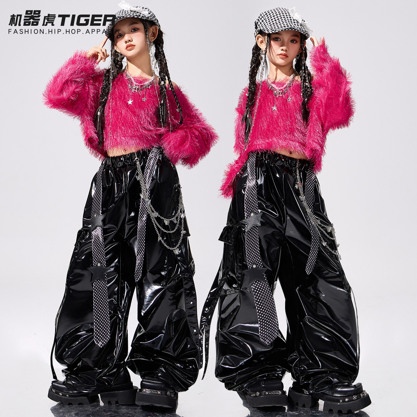 爵士舞女童服装潮酷时髦少儿jazz街舞演出服女孩元旦酷辣秋冬套装