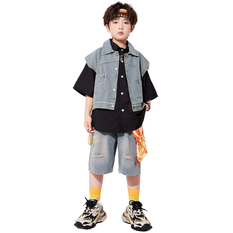 机器虎男女童嘻哈街舞马甲演出服
