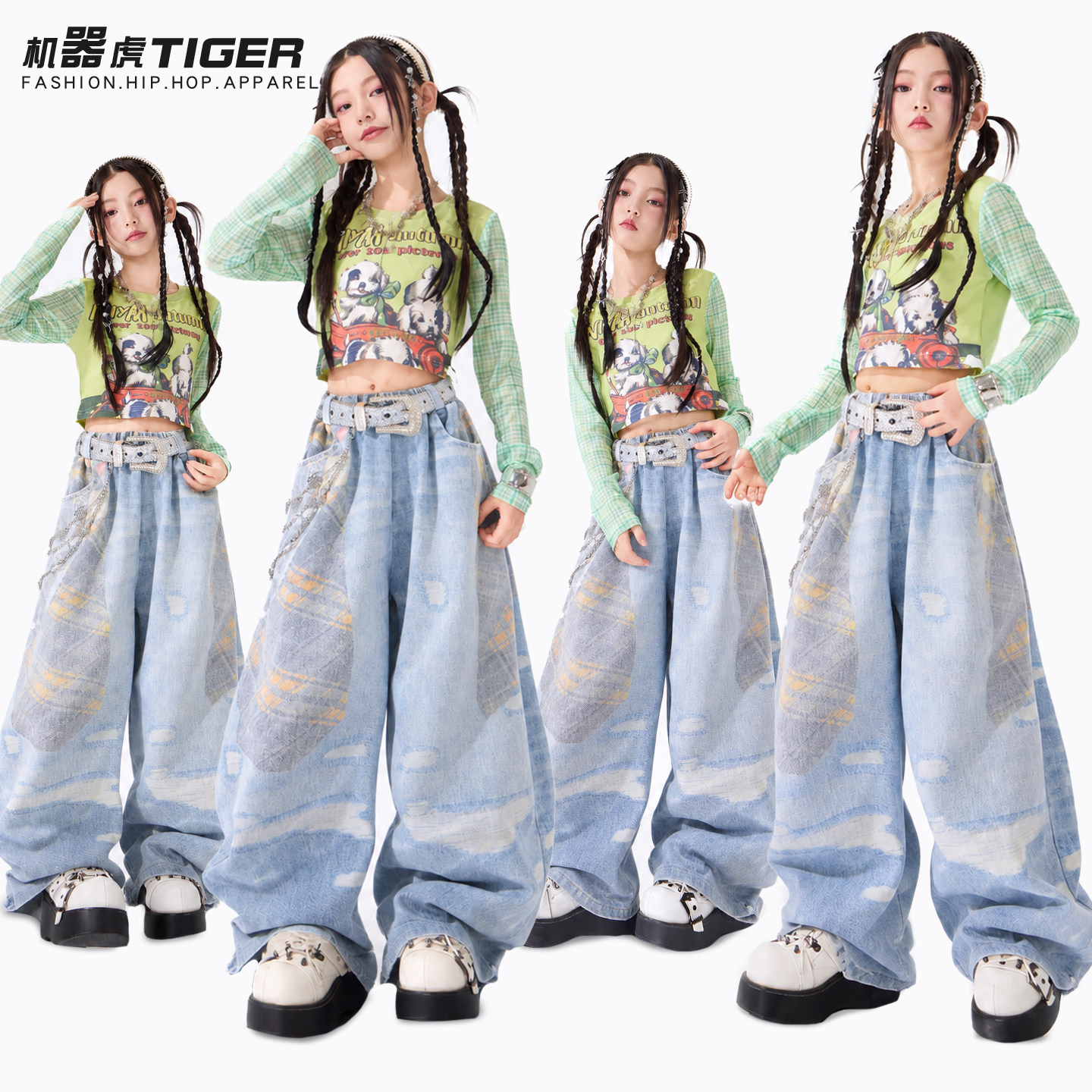 爵士舞服装女童新款嘻哈走秀舞蹈表演潮酷女团jazz街舞儿童演出服