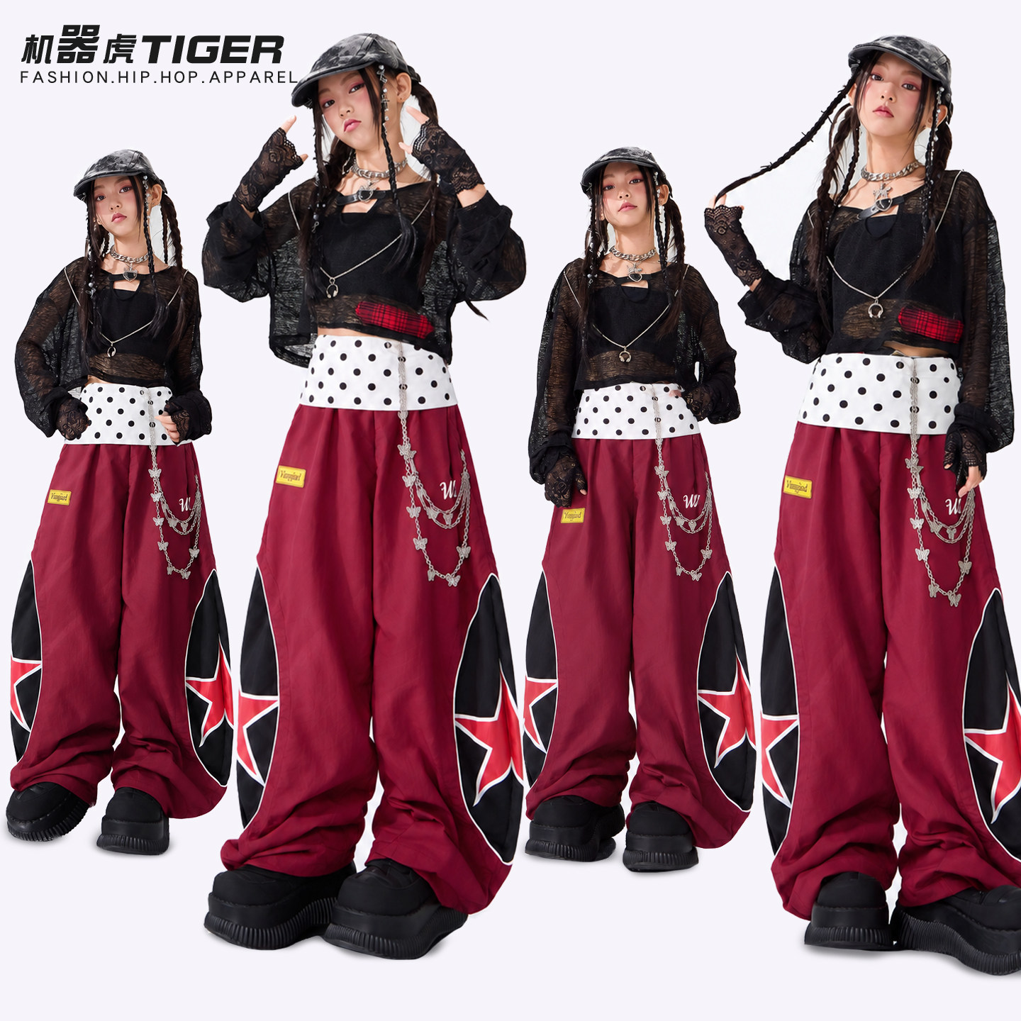 爵士舞女童服装少儿皮衣炸街时尚表演出服儿童JAZZ舞台模特走秀服