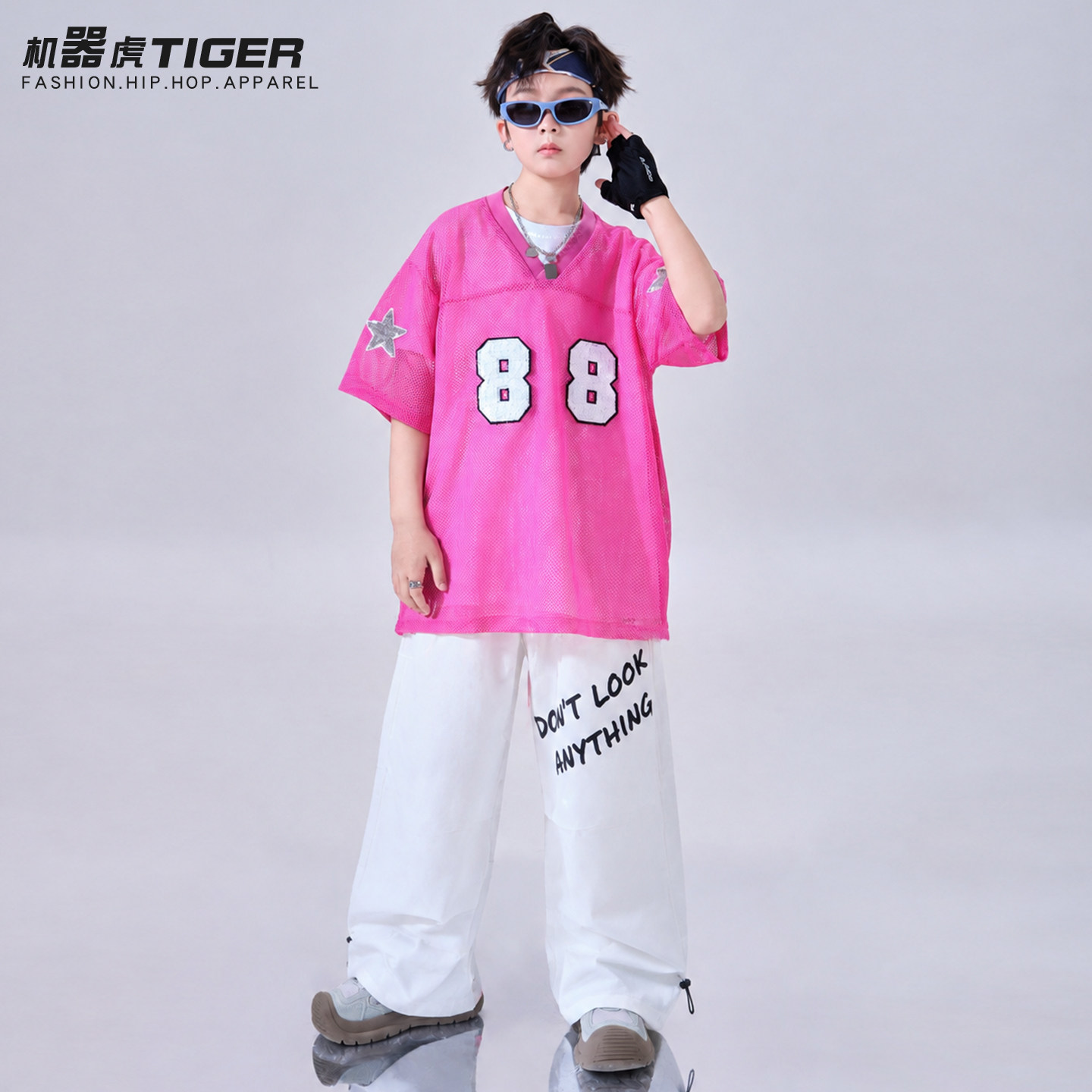 儿童街舞潮服男童嘻哈hiphop演出服少儿炸街潮炫酷表演服夏季套装