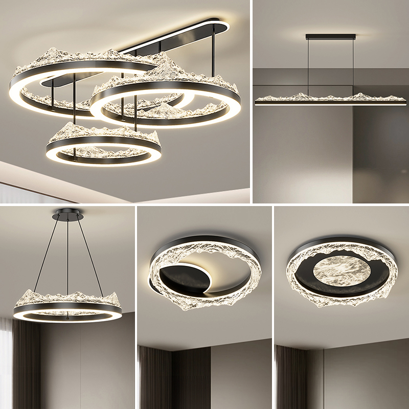 意式极简客厅吊灯现代简约轻奢高级感2025新款冰峰冰裂纹主灯灯具