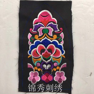 精美机绣刺绣绣片手套包包加工刺绣辅料绣花片民族布绣面料