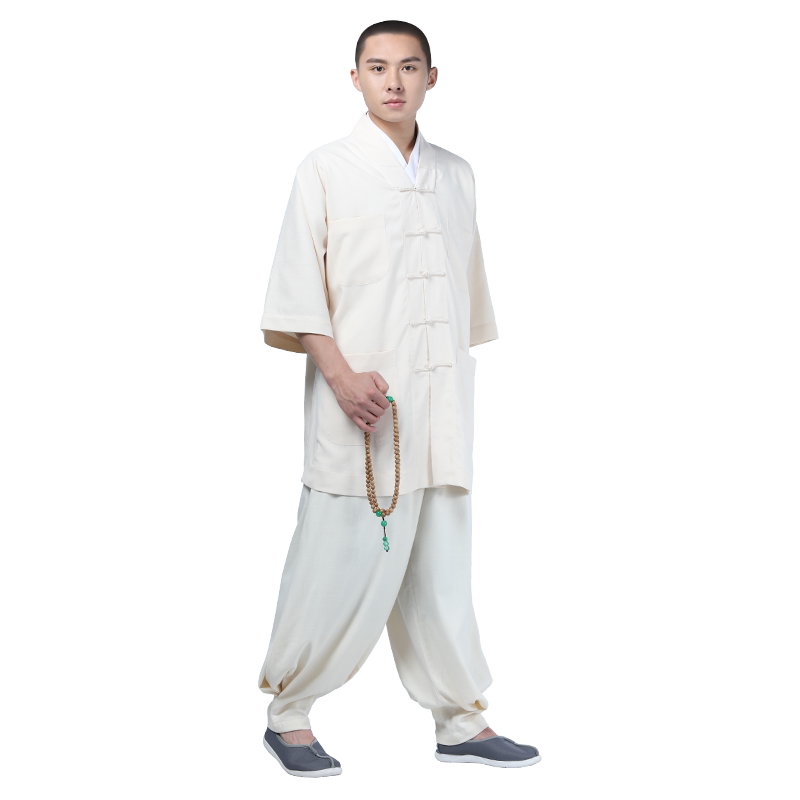 尚远新冰丝夏季七分袖僧服短褂罗汉褂套装僧衣僧装短袖名族汉服男