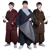 尚远冬季 汉服男女通用 唐装 僧服居士服套装 毛绒加绒保暖禅修服装