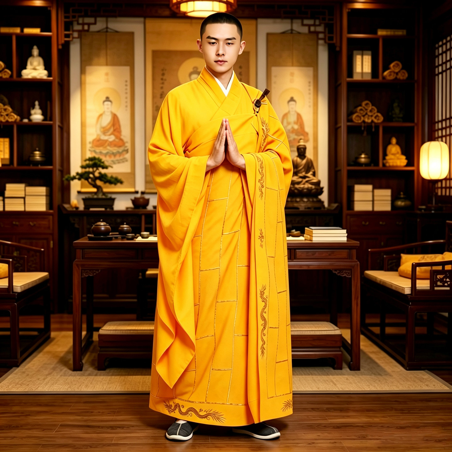 尚远麻纱袈裟红色金龙衣僧服黄色祥云衣金龙衣千龙衣法衣祖衣僧衣