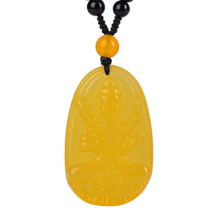 天然水晶黄玛瑙生肖本命佛吊坠不动尊菩萨属鸡不动明王守护神饰品
