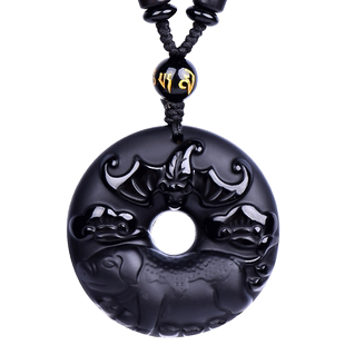 真黑曜石十二生肖吊坠玉石属老鼠牛老虎兔子龙形蛇马羊猴子鸡狗猪