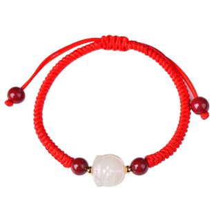 和田玉十二生肖红绳手链鼠牛虎兔龙属蛇马羊猴鸡狗猪的吉祥佩戴物