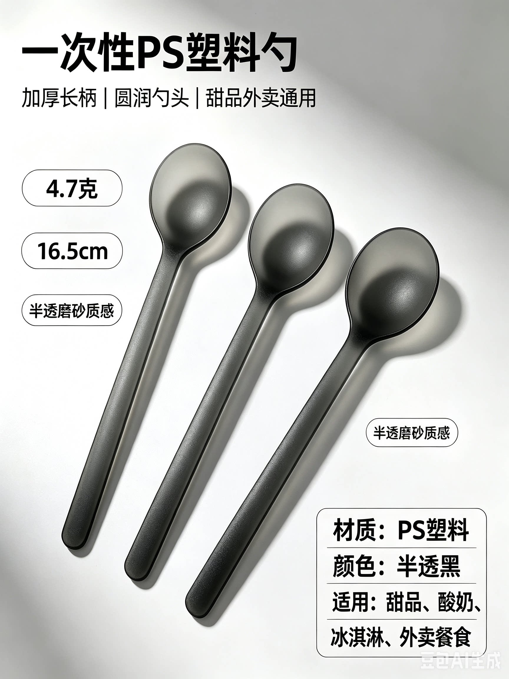 古茗同款一次性勺子独立装加厚加一次性勺子/叉子