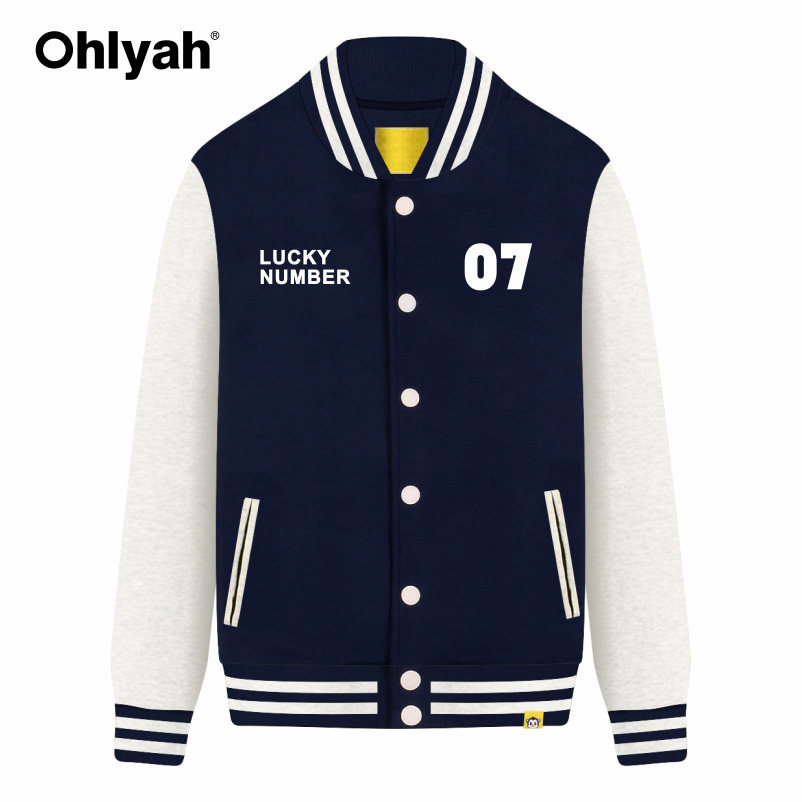 Ohlyah棒球服女宽松卫衣运动服数字英文大码休闲宽松外套班服定制