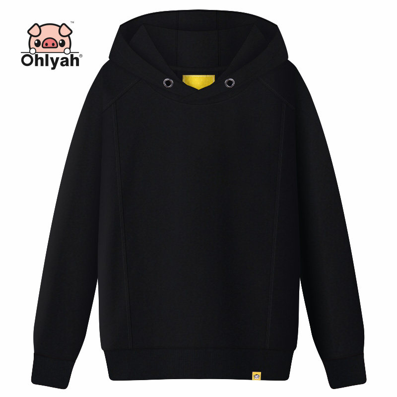 Ohlyah大码外套黑色纯棉帽衫卫衣情侣装男女长袖学生休闲班服定制