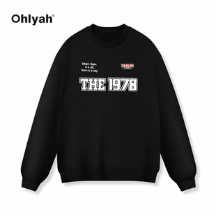 Ohlyah学院风美式字母数字1978大码卫衣男女春秋季宽松休闲情侣装