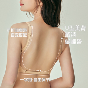 薄款 大U型交叉露背美背内衣女冰丝凉感夏季 大胸显小胸聚拢文胸罩