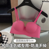无肩带超厚5cm内衣女小胸聚拢平胸专用加厚外扩显大抹裹胸文胸罩