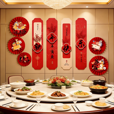 酒店包厢/客厅】年味装扮背景墙